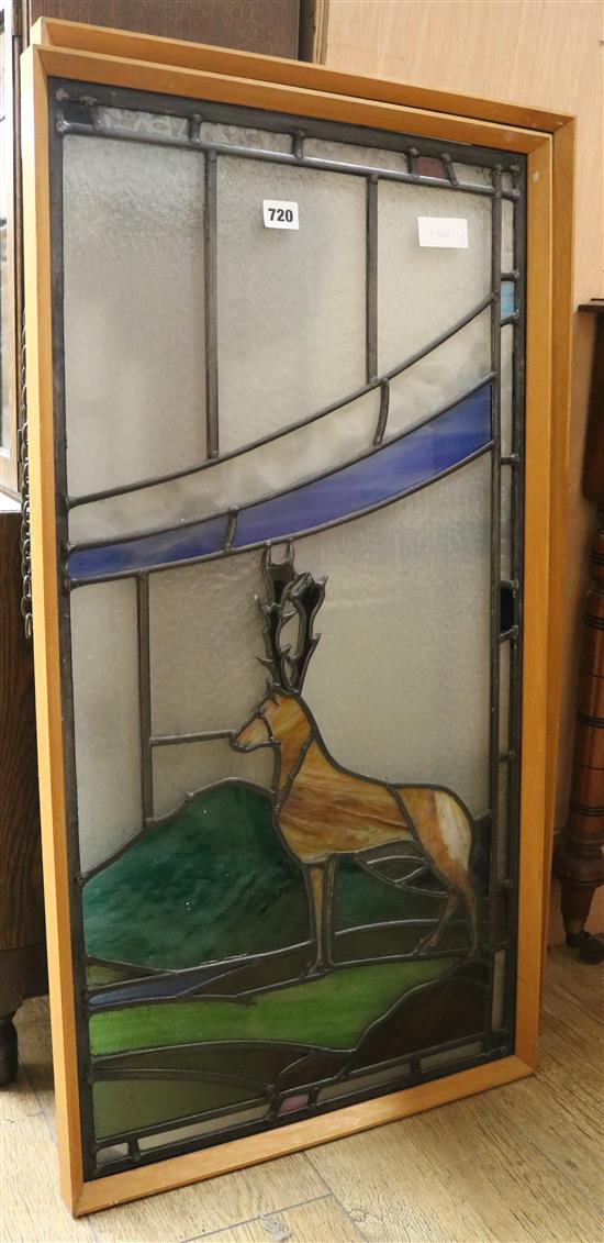 Two stained glass panels W.46.5cm and 49.5cm